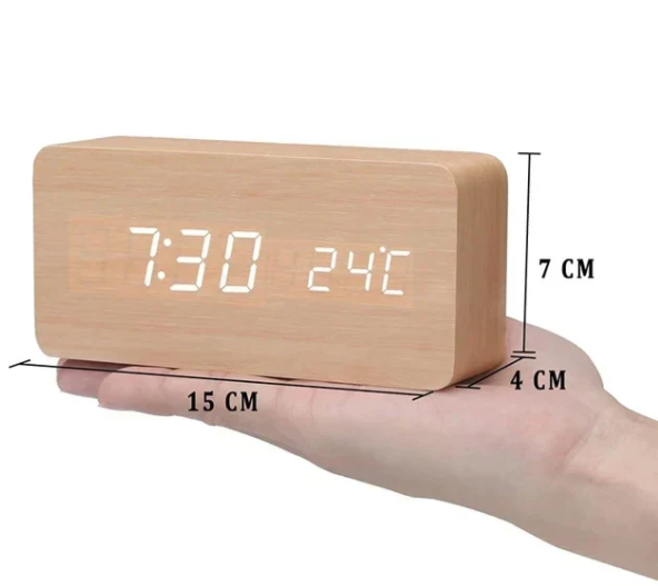 LED Houten Klok met Spraakfunctie Modern Design