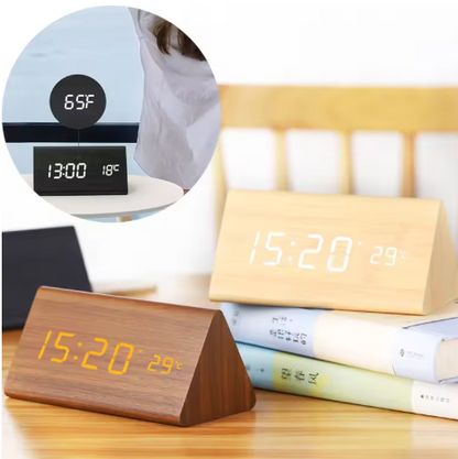 LED Houten Klok met Spraakfunctie Modern Design - Velinix