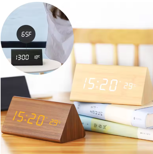LED Houten Klok met Spraakfunctie Modern Design - Velinix