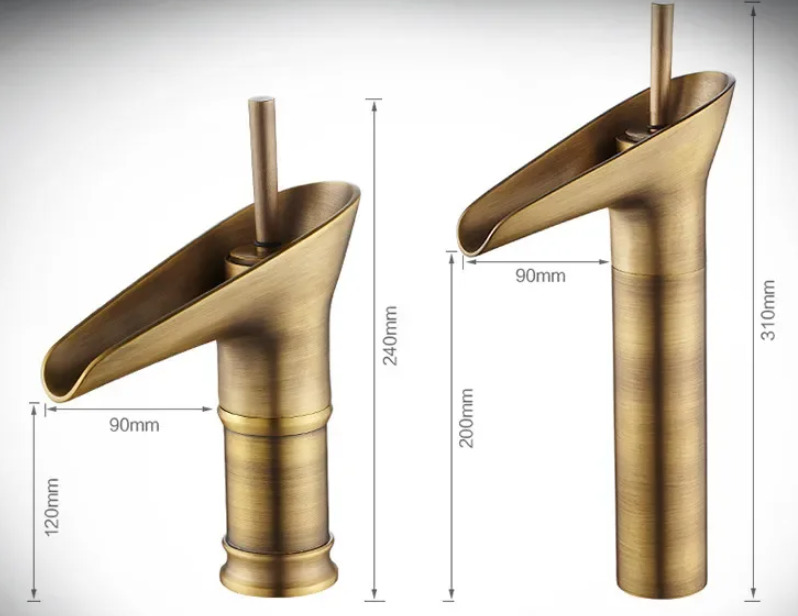 Waterval Kraan Messing Cuba Stijl Warm en Koud Water
