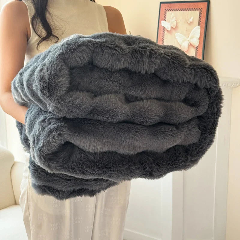 Zachte Fleece Deken Extra Dik Dubbel Laags Konijnenbont Imitatie