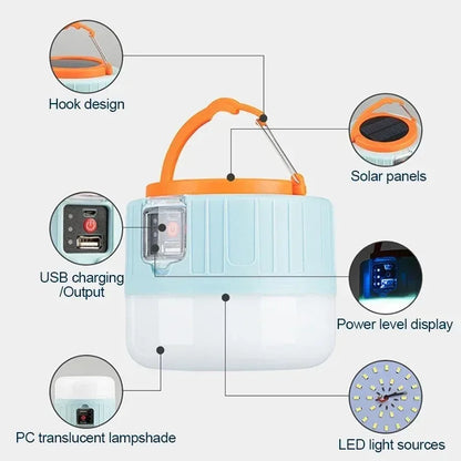 Campinglamp op Zonne-energie met Noodverlichting