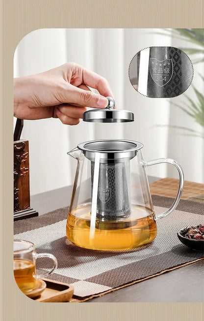 Glazen Theepot met Theefilter, 450-950ml, Hittebestendig