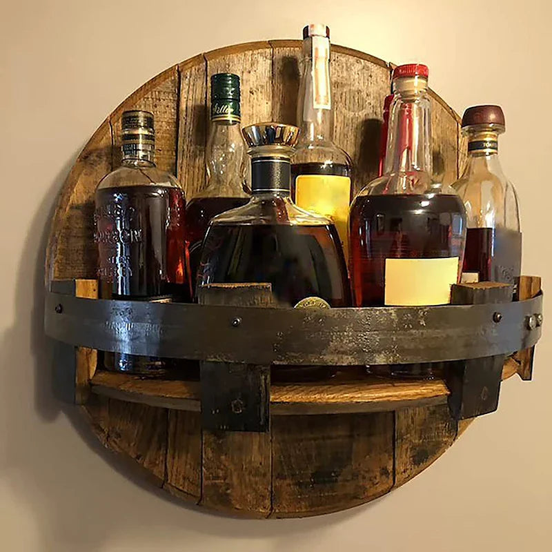 Houten Wijnfles Houder Muurdisplay Vintage Stijl - Velinix