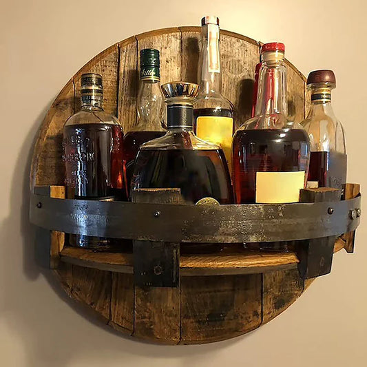 Houten Wijnfles Houder Muurdisplay Vintage Stijl - Velinix