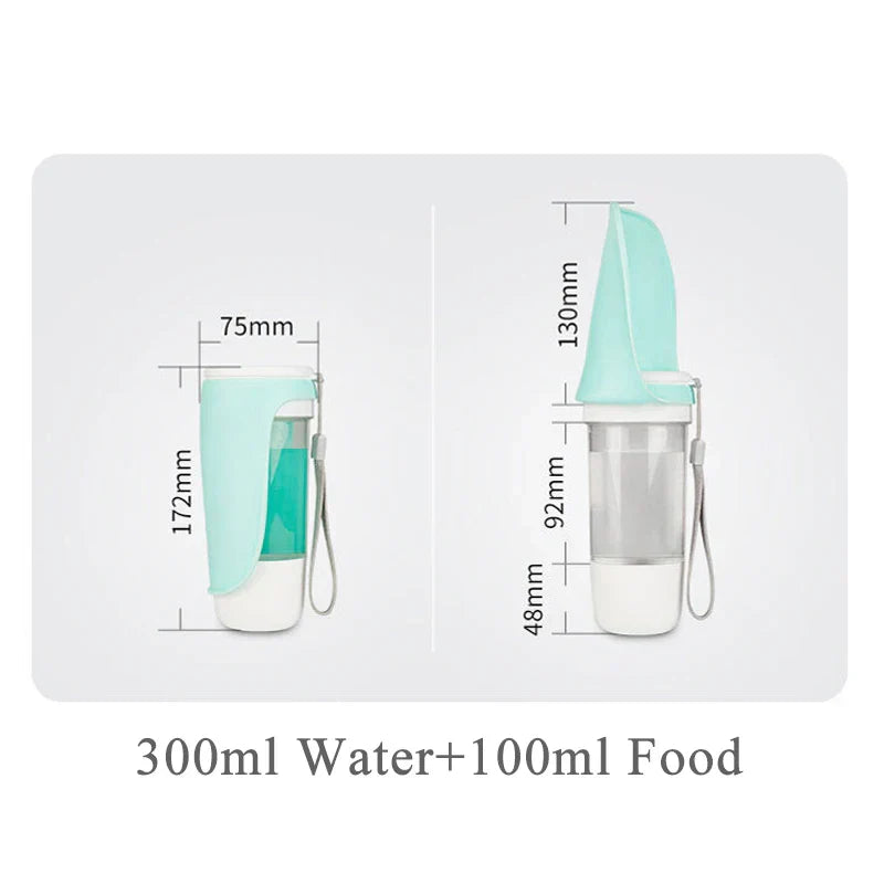Hondenwaterfles 2-in-1 met Opvouwbare Kom en Voederbak
