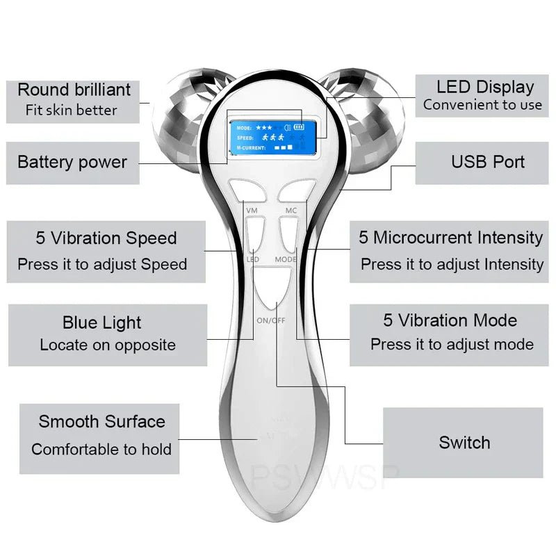 Gezichtsmassage Roller 4D Microstroom voor Huidverzorging