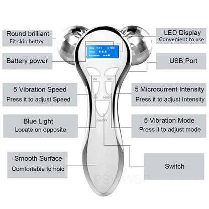 Gezichtsmassage Roller 4D Microstroom voor Huidverzorging