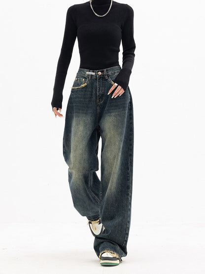 Hoge Taille Baggy Jeans Y2K Stijl Vintage Look