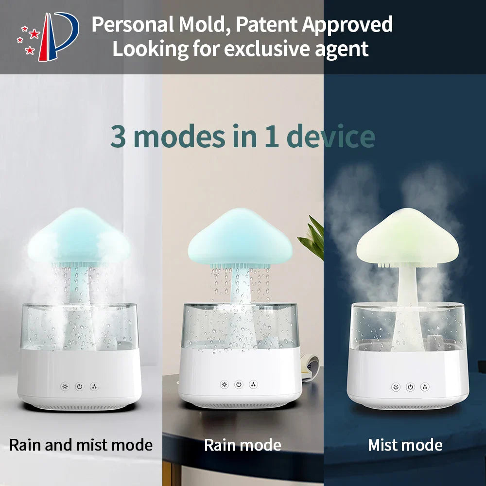 Aromadiffuser met Kleurrijk Licht en Regen Effect