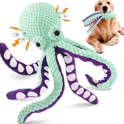 Hondenspeelgoed Octopus Zacht Pluche Blauw met Piepfunctie - Velinix