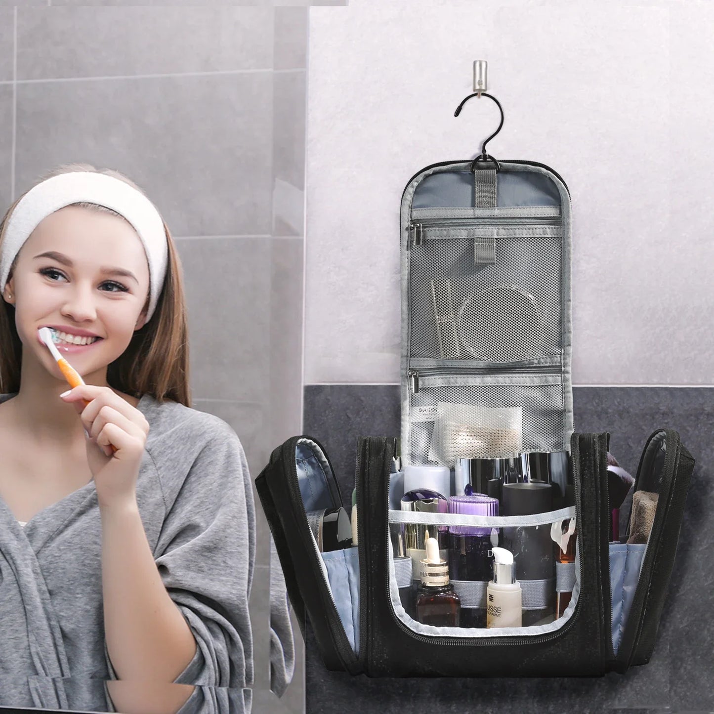 Compact Toilettas Opbergset Transparant