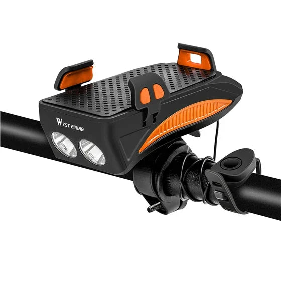 Fiets Telefoonhouder met Dubbele LED Lichten en Veilige Greep
