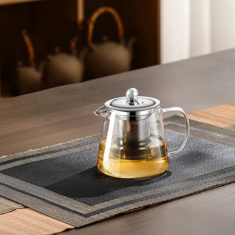 Glazen Theepot met Theefilter, 450-950ml, Hittebestendig