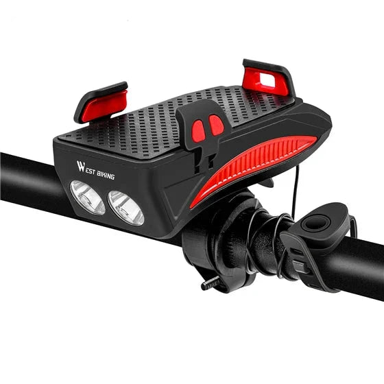 Fiets Telefoonhouder met Dubbele LED Lichten en Veilige Greep