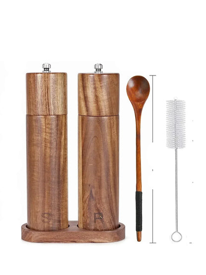 Houten Zout- en Pepermolen Set met Dienblad Luxe uitvoering