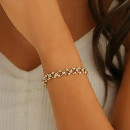 Slangen Armband Set van 4 met Groene Steentjes en Strass