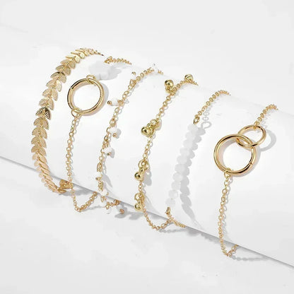 Slangen Armband Set van 4 met Groene Steentjes en Strass