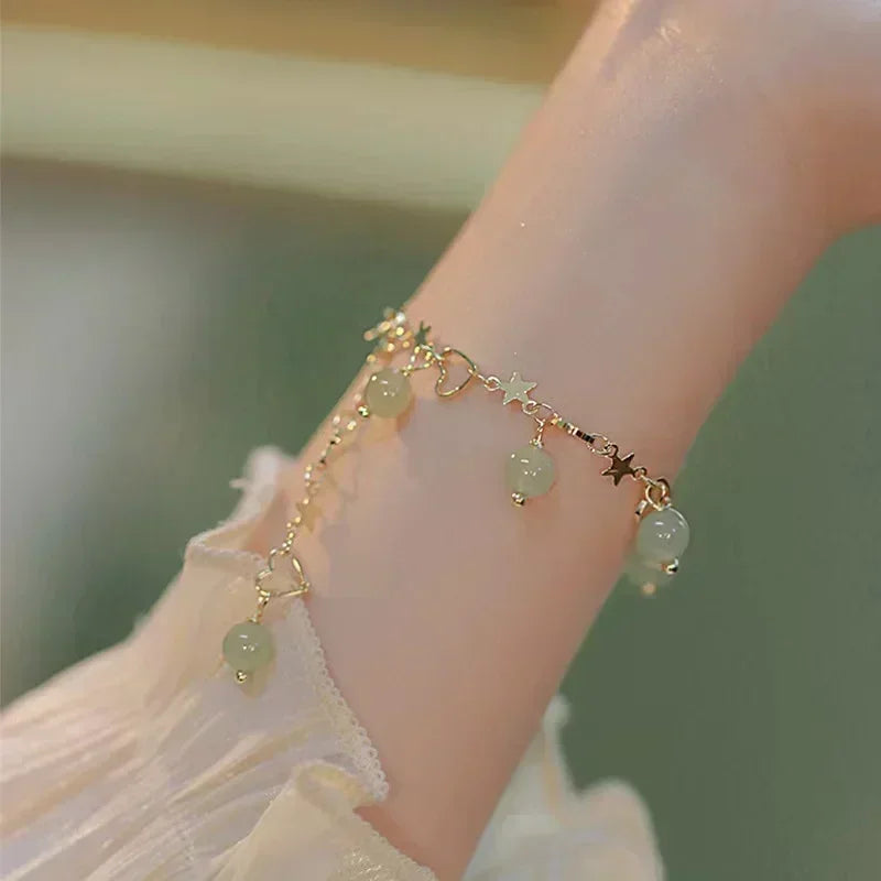 Slangen Armband Set van 4 met Groene Steentjes en Strass