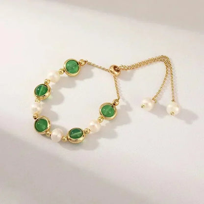 Slangen Armband Set van 4 met Groene Steentjes en Strass