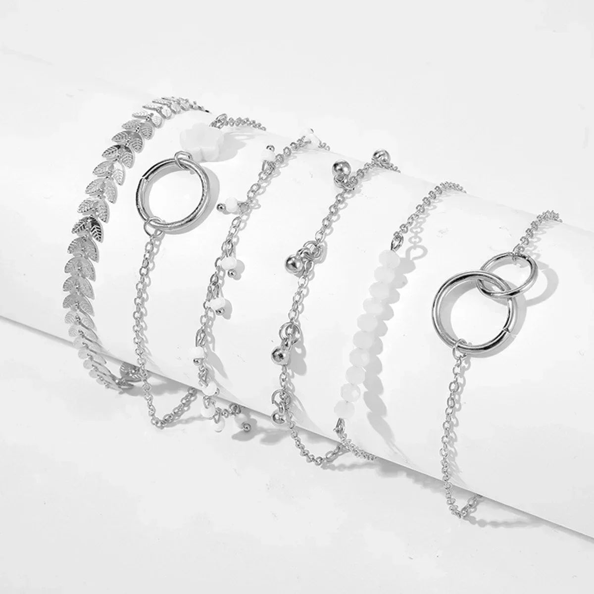 Slangen Armband Set van 4 met Groene Steentjes en Strass - Velinix