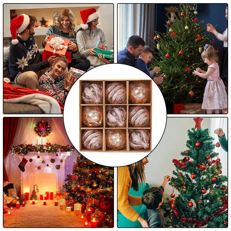 Kerst Decoraties - Set van 9 Kunststof Ornamenten Sneeuwvlok en Balloon