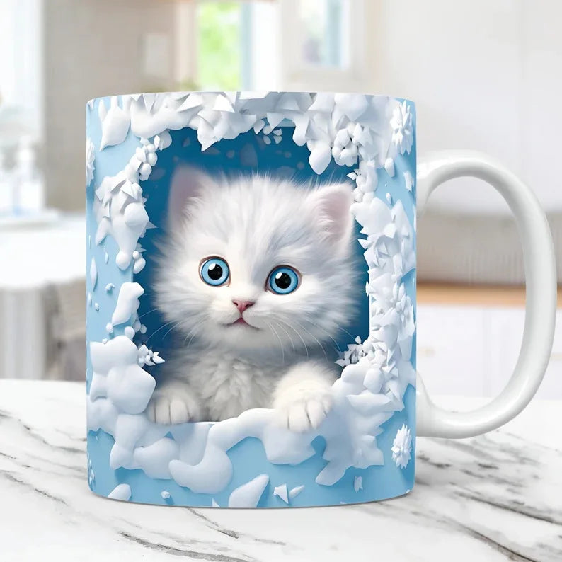 Zwarte Kat Koffiemok 3D Ontwerp Keramisch