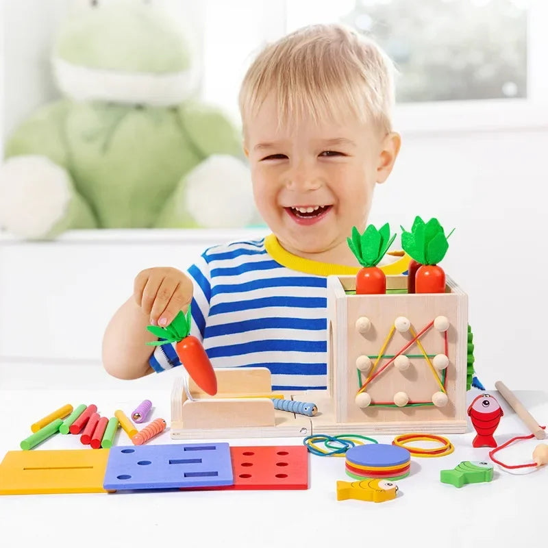 Houten Vorm Sorteer spel 8-in-1 voor Kinderen