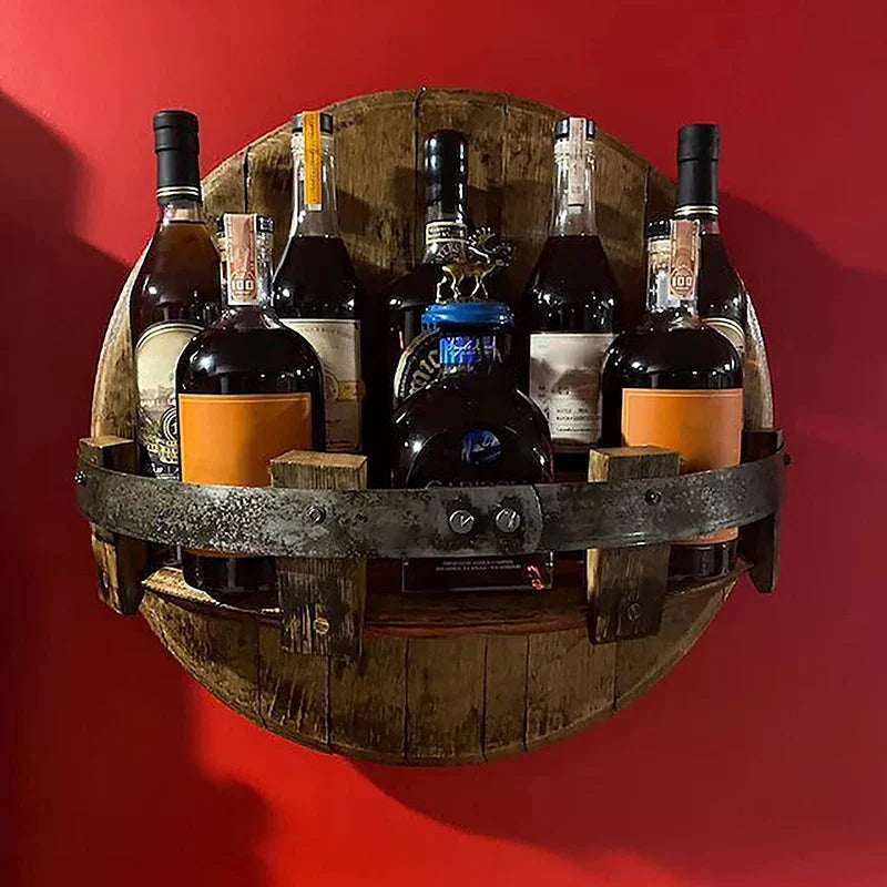 Houten Wijnfles Houder Muurdisplay Vintage Stijl