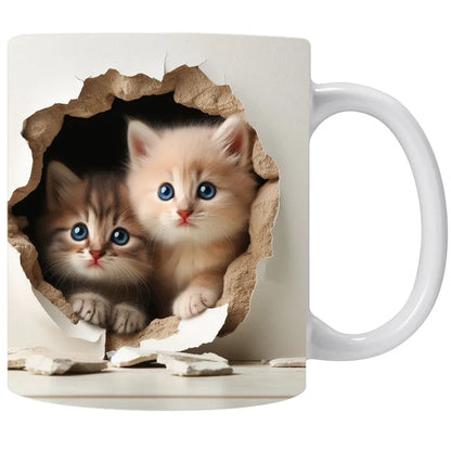 Zwarte Kat Koffiemok 3D Ontwerp Keramisch