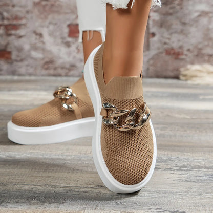 Stijlvolle Loafers met Ketting Detail Comfortabel Leer