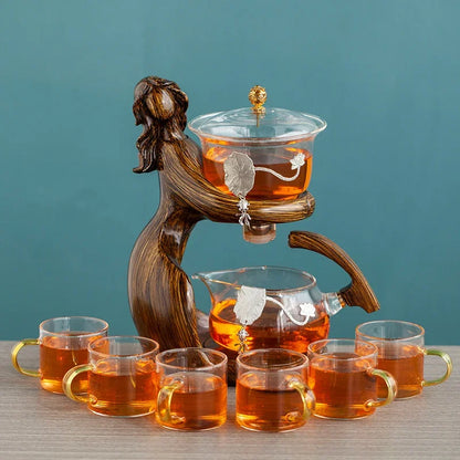 Theepot Set Automatisch Glazen Theeset met Houder