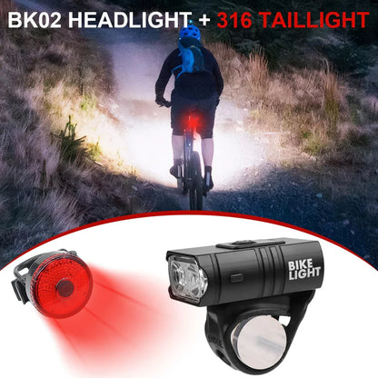 Fietslicht Set LED Oplaadbaar Waterdicht met Koplamp en Achterlicht