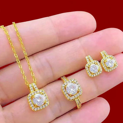 Sieradenset Dames Elegante Ketting Oorbellen Ring