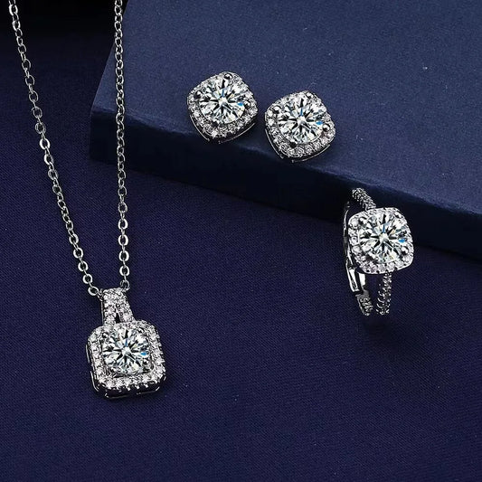 Sieradenset Dames Elegante Ketting Oorbellen Ring - Velinix