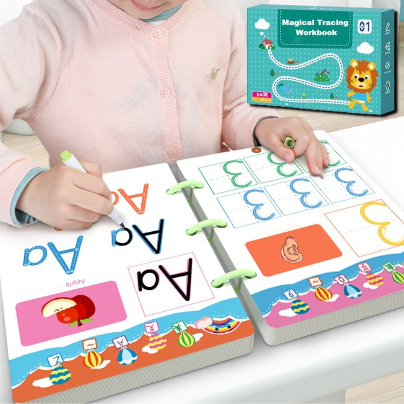 Schrijfboek Herbruikbaar voor Kinderen met Letters, Vormen en Cijfers - Velinix