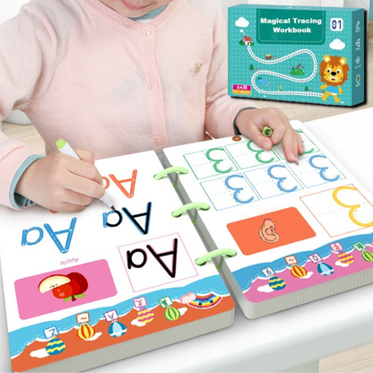 Schrijfboek Herbruikbaar voor Kinderen met Letters, Vormen en Cijfers - Velinix