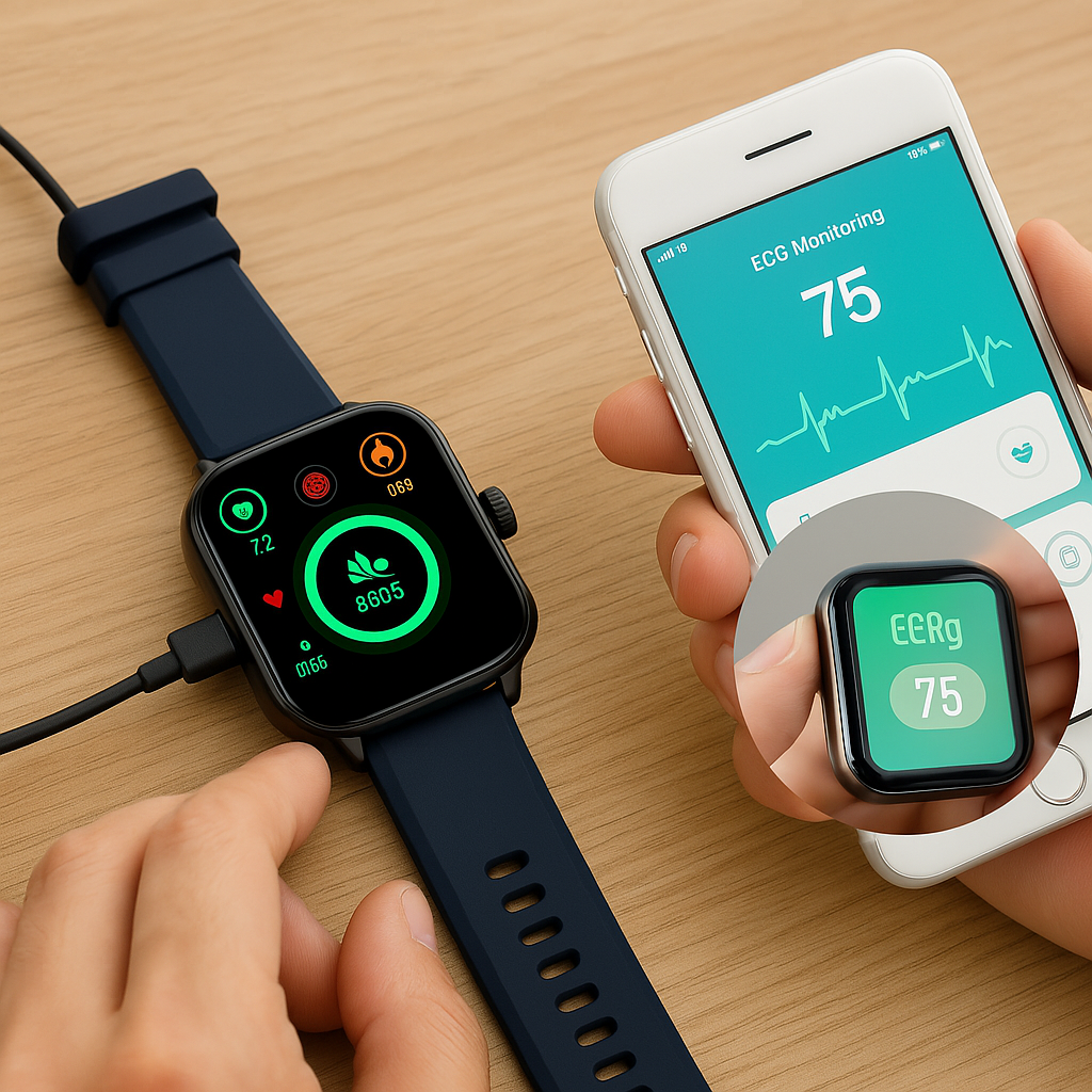 Smartwatch met EKG en Bloeddruk Meter voor Fitness en Gezondheid