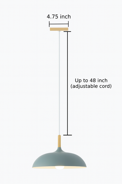 Retro Pendellamp Houten Armatuur Pastelkleurig Metalen Kap