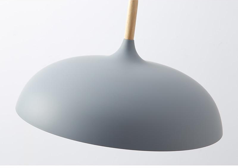 Retro Pendellamp Houten Armatuur Pastelkleurig Metalen Kap