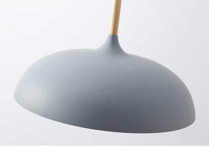 Retro Pendellamp Houten Armatuur Pastelkleurig Metalen Kap