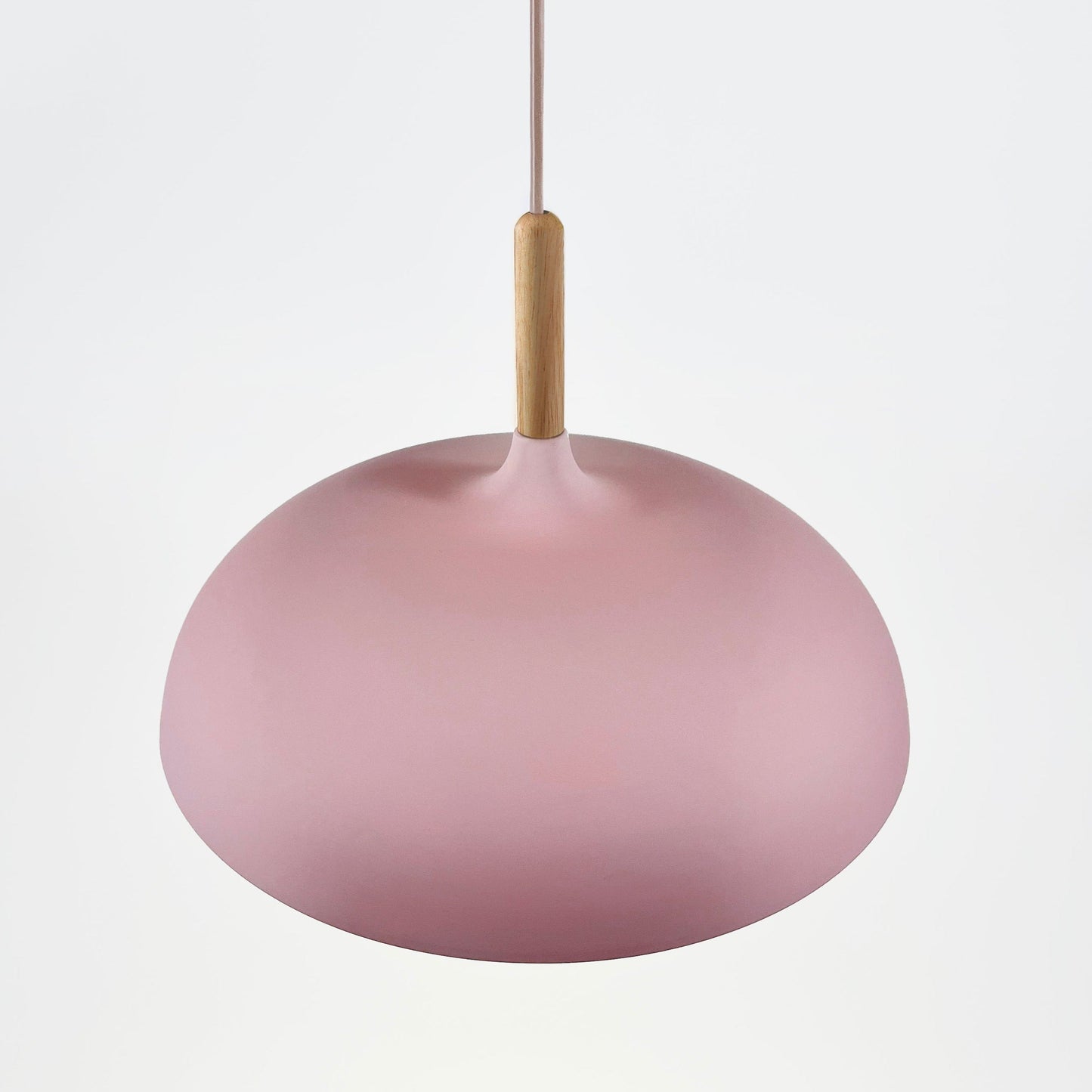 Retro Pendellamp Houten Armatuur Pastelkleurig Metalen Kap