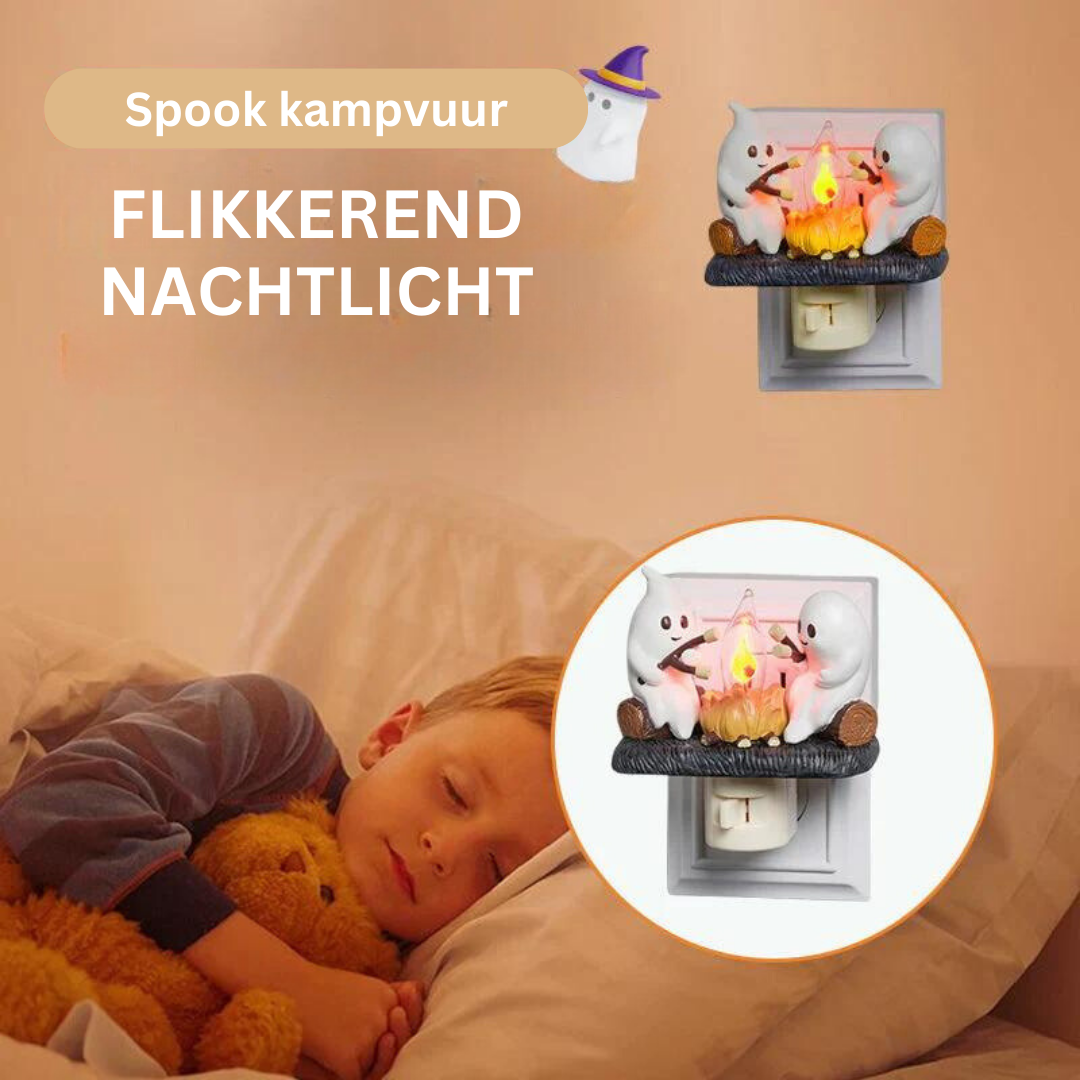 Nachtlampje met Flikkerend Vuur Effect Realistisch Kampvuur Simulatie - Velinix