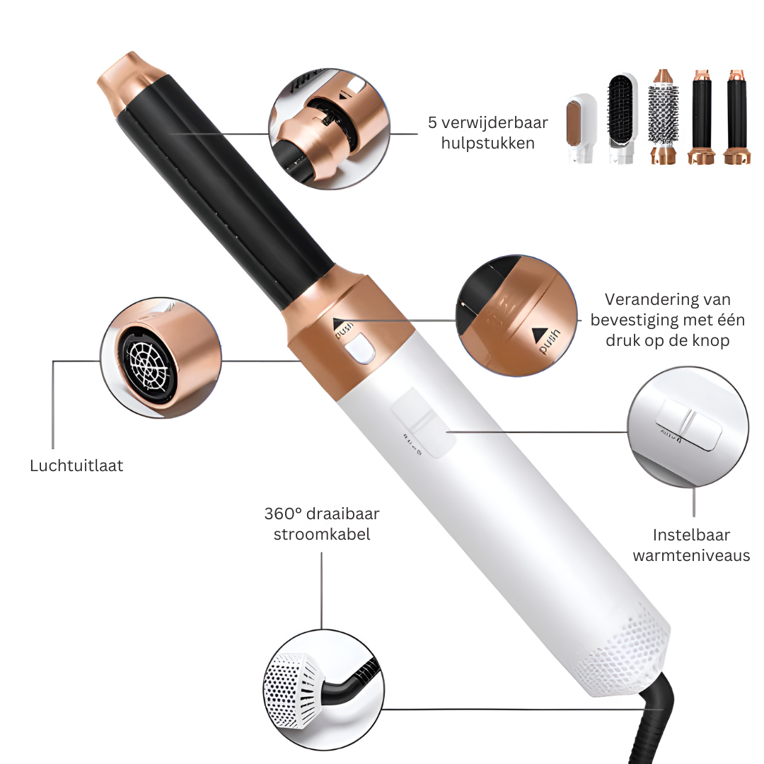 Krachtige 5-in-1 Haarstyler voor Salon Kwaliteit Haar Thuis