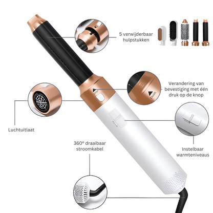 Krachtige 5-in-1 Haarstyler voor Salon Kwaliteit Haar Thuis