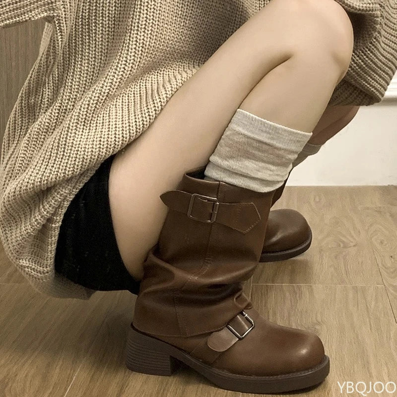 Dames Cowboylaarzen - Retro Imitatieleer Laarzen met Comfortabele Hak - Velinix