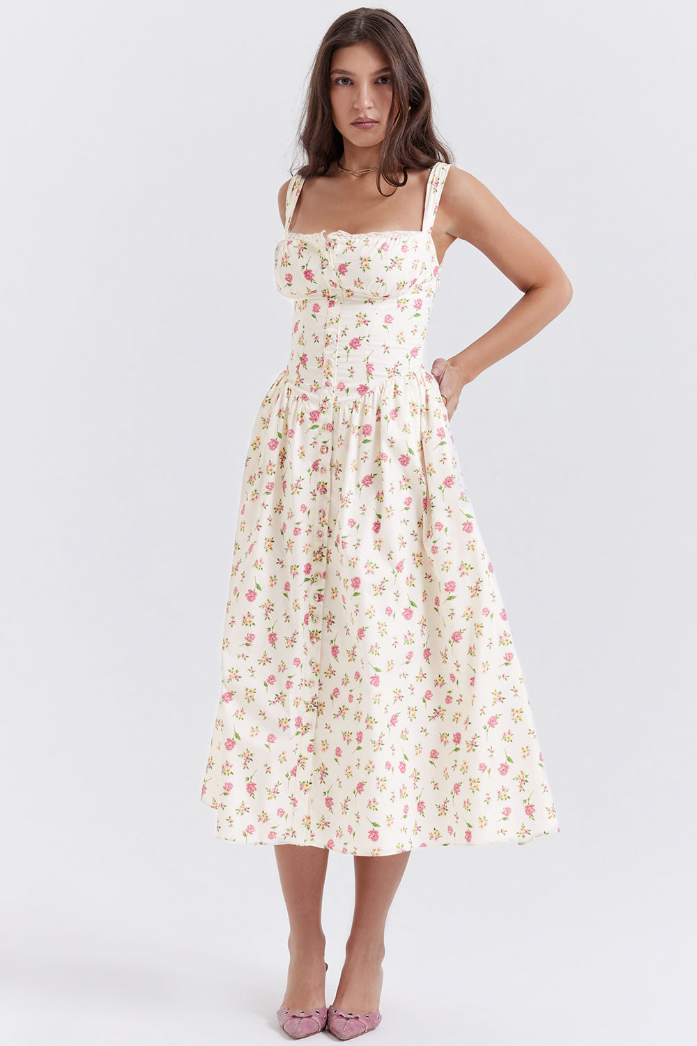 Flora™ – Dames Midi-Jurk met Bloemenprint en Ademend Lichtgewicht Design-2
