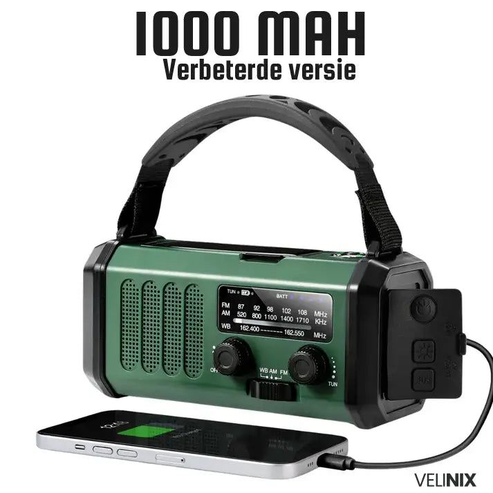 SurvivorRadio™ - Professionele Draagbare Noodradio met Solar & Dynamo