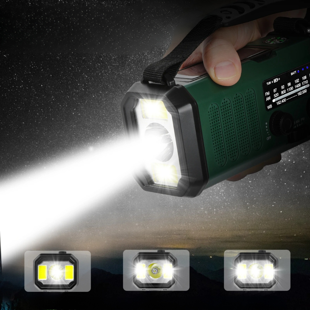 SurvivorRadio™ - Professionele Draagbare Noodradio met Solar & Dynamo