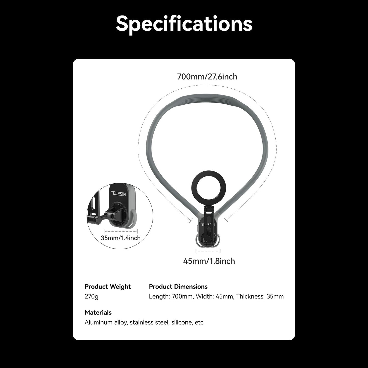 Telefoon Nekhouder Magnetisch Handsfree Houder voor Auto en Reizen